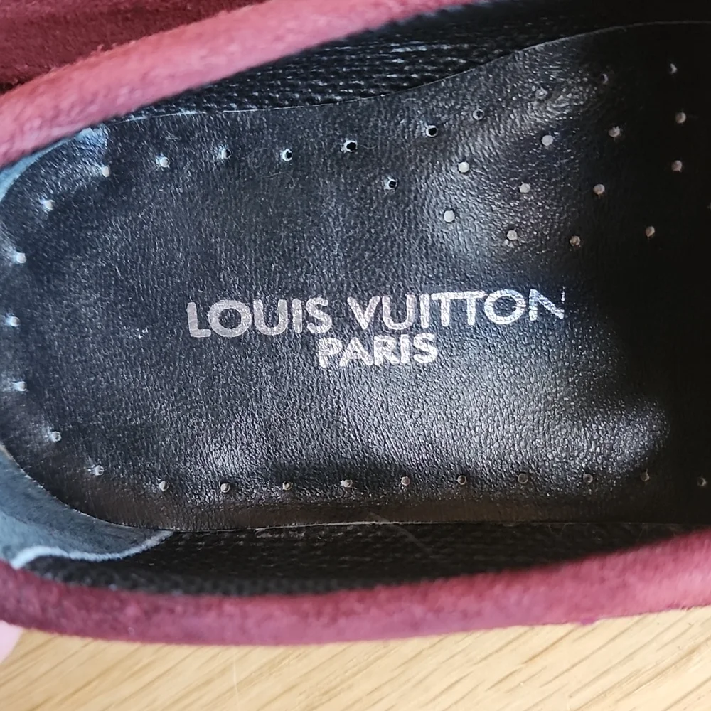 Louis Vuitton Boys Burgundy Suede Driving Loafers
